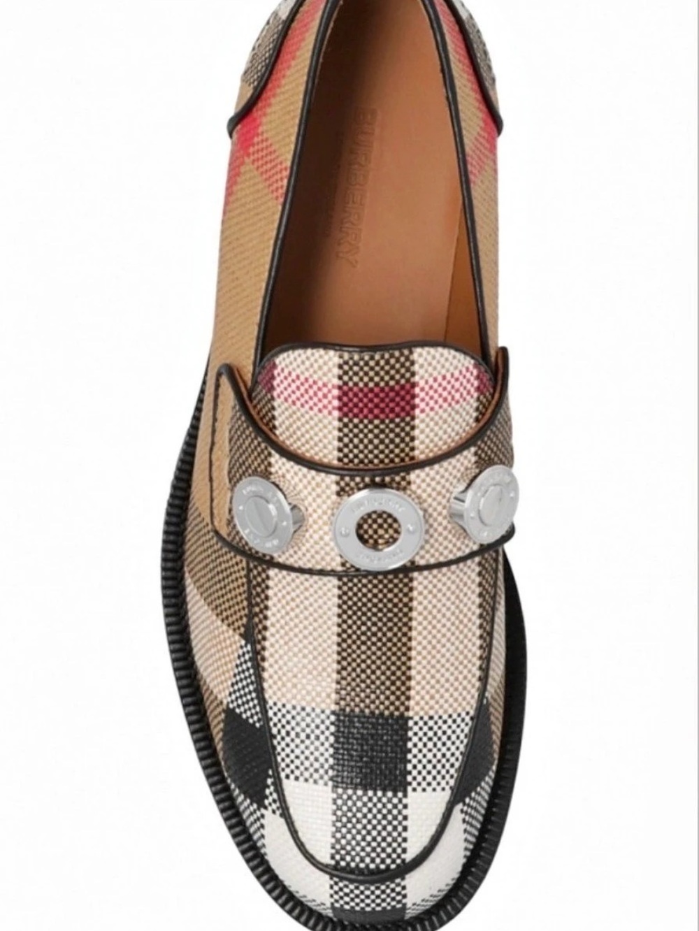 Burberry Broadbrook Stud Loafer Plaid in Beige & Black UK 5.5 / EU 38.5 - Picture 4 of 10